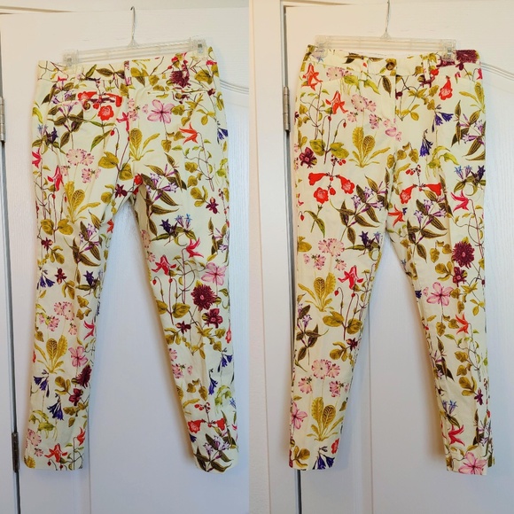 NWOT Floral Mid-Rise, Straight-Leg, Cropped Chinos - Picture 3 of 5